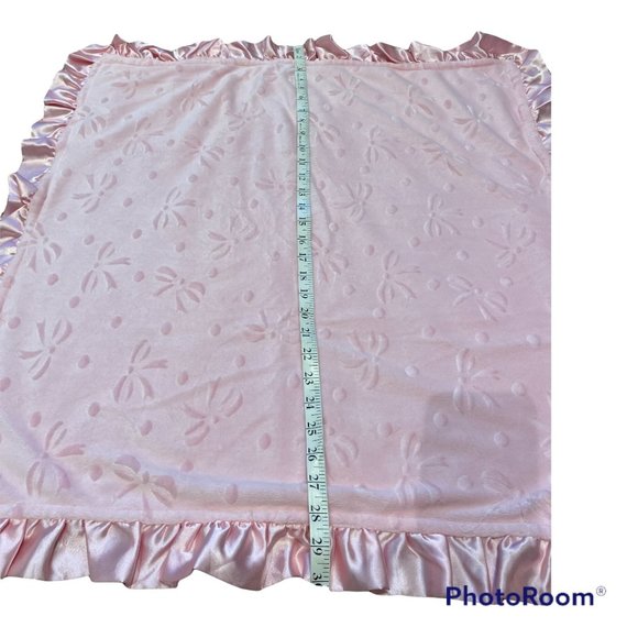 COPY - KYLE & DEENA Beautiful Pink/White Baby Blanket Satin Trimmed 30" - Picture 7 of 10